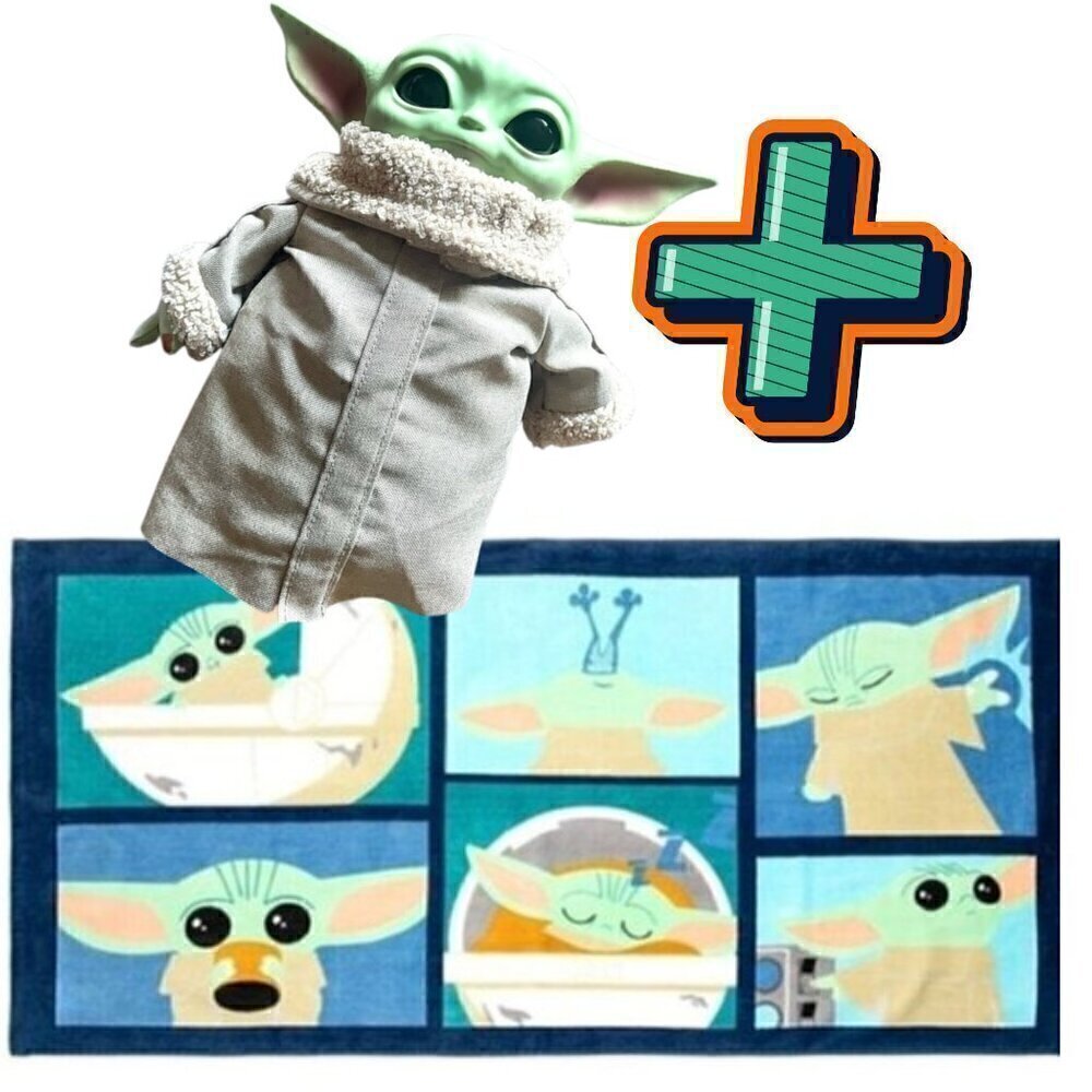🌟 Lot of 2 NWT BATH / POOL TOWEL + GROGU DOLL – Star Wars Baby Yoda, The Child